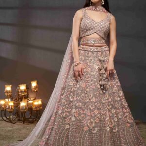Embroidered Sequinned Semi-Stitched Lehenga & Unstitched Blouse With Dupatta